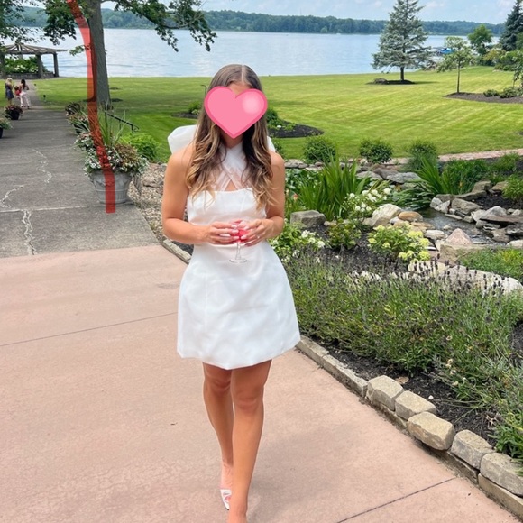 Meshki Maryam Tulle Bow Mini Dress - White - Picture 4 of 4